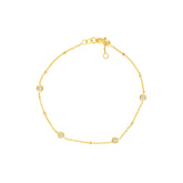 14k Yellow Gold Diamond Bezel Station Bracelet